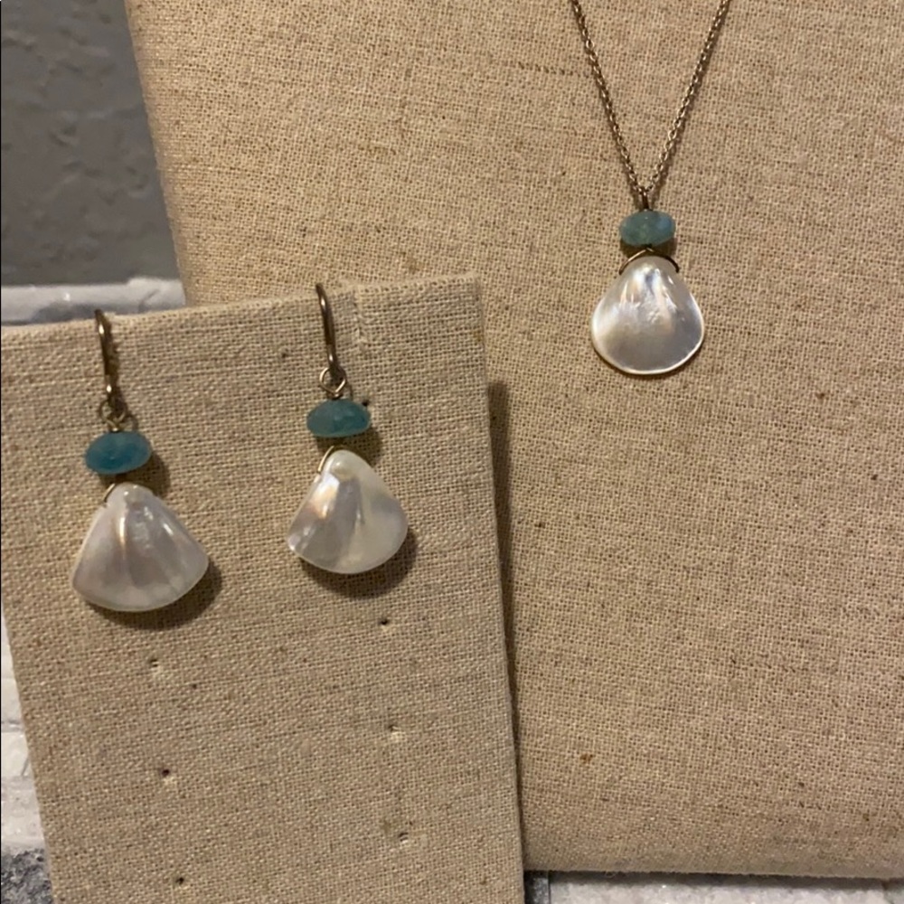 Turquoise and opal necklace and earrings